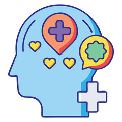 Mental Health Icon – Psychology and Wellness Vector Illustration, Mindfulness Therapy Symbol, Positive Brain Care Graphic, Emotional Support and Self-Care Concept Design