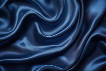 Elegant navy blue satin texture textile close-up luxurious fabric soft environment macro view rich aesthetic appeal