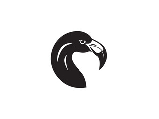 Obraz premium A silhouette of a flamingo head isolated on white background. Flamingo logo icon. Flamingo head vector silhouette. 