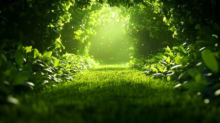 Fototapeta premium Serene Pathway Through Lush Greenery in Soft Ethereal Light