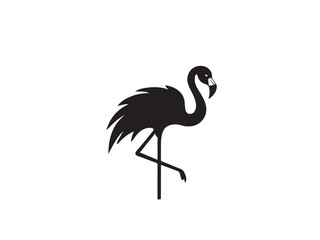 Flamingo silhouette isolated on white background. Flamingo Bird Logo. Flamingo icon - vector illustration. 