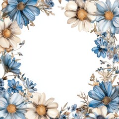Obraz premium Elegant Blue and Beige Floral Frame Design