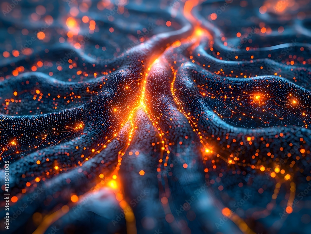 Poster captivating ai driven digital marketing concept showcased through a glowing neural network spreading
