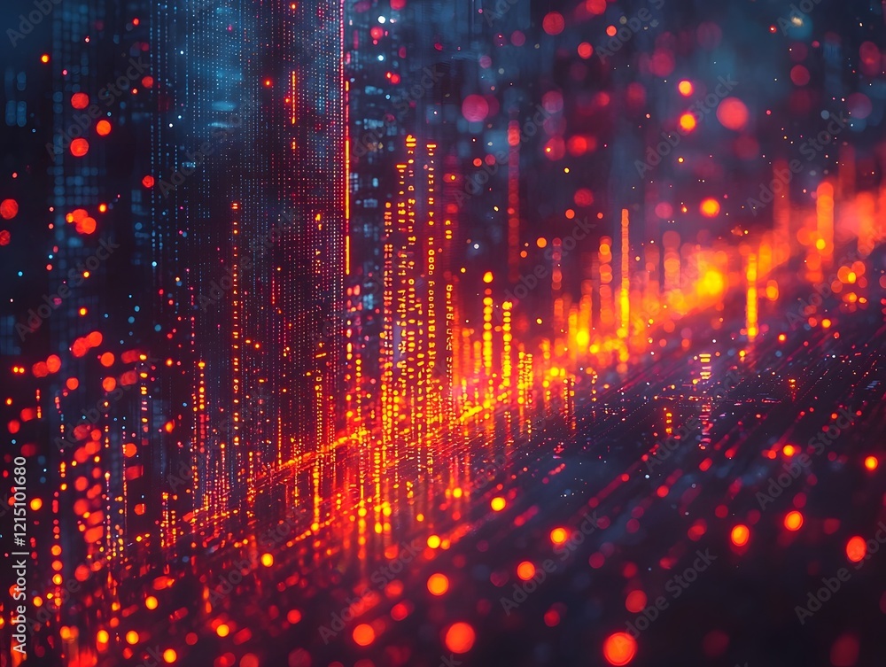 Poster glowing ai driven marketing data visualized in precise geometric charts