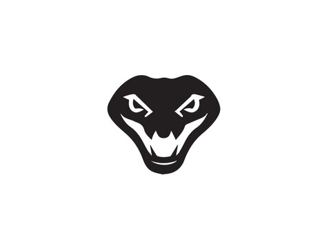 Black Snake head Silhouette. Snake icon. Snake head logo. Black snake head silhouette isolated on white background. Vector snake head design. 