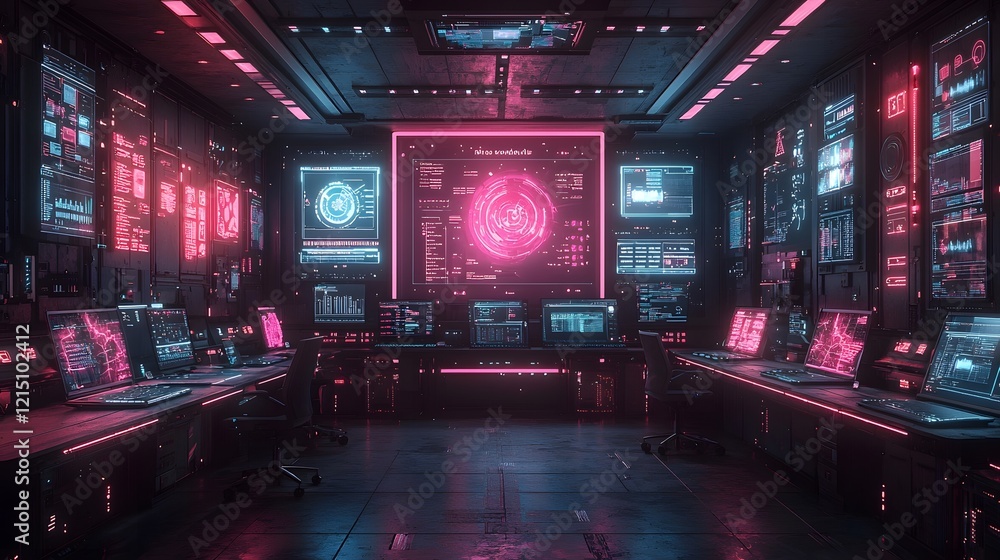 Poster ai powered marketing command center displaying holographic data and engagement metrics