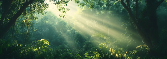 sun rays in the forest