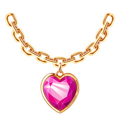 Gold chain with heart pendant
