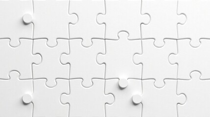 Fototapeta premium Blank White Jigsaw Puzzle Pieces with Missing Components Representing Challenges and Solutions