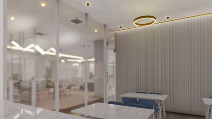 Office pantry or dining area 3d rendering