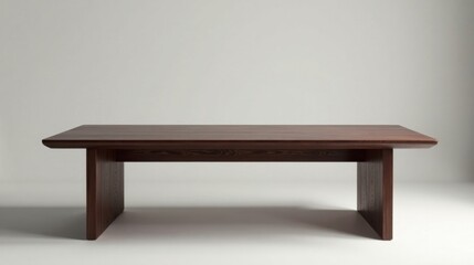 Sleek Rectangular Dark Wood Table on Plain Background, Perfect for Modern Interior Design Projects