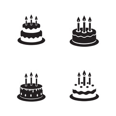 Birthday cake, celebration icon silhouette vector art illustration