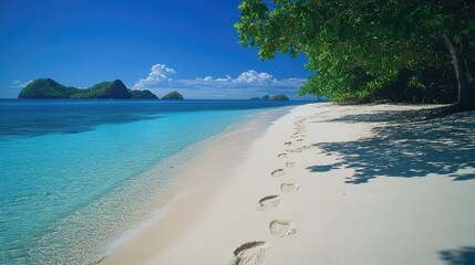 A serene beach scene depicting soft,