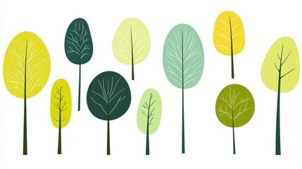 Obraz premium Colorful stylized trees illustration, nature, design, background, website