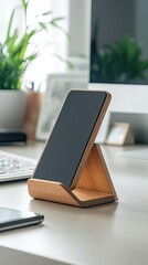 Wooden Phone Stand - Modern Tech Accessory