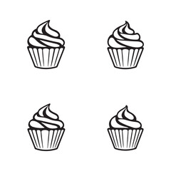 Minimalist cupcake icons silhouette vector art illistration