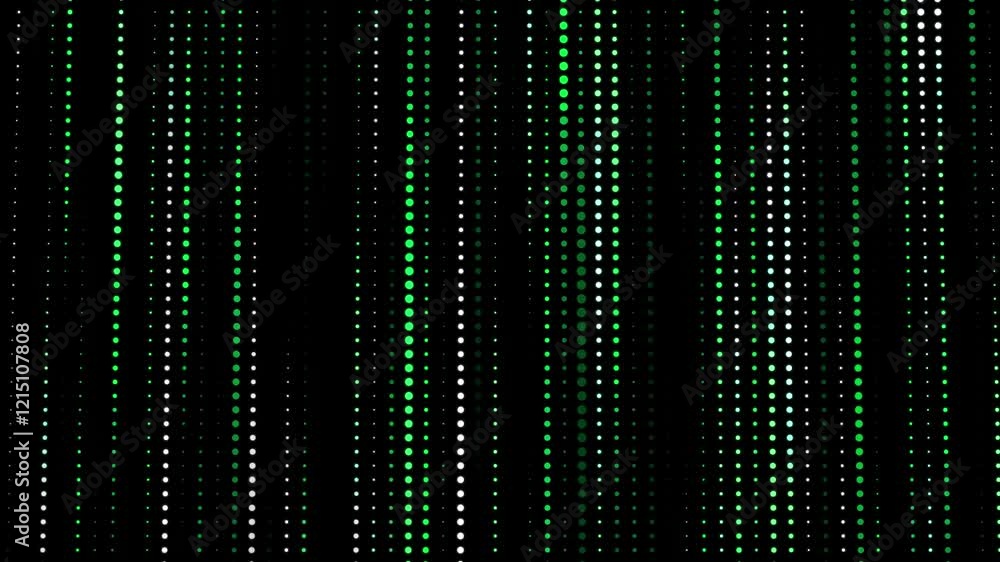Poster Abstract background with moving glowing dots. Technology background. Big data digital code. Futuristic dots background. 3d rendering. Seamless loop. 4k