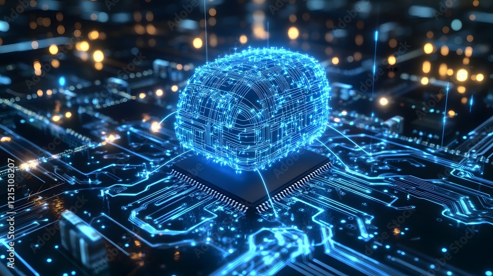 Poster digital brain circuitry on microchip technology