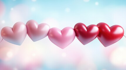 A romantic Valentine background featuring soft pink and red hearts floating against a light pastel gradient.