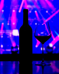 wine bottle and glasses