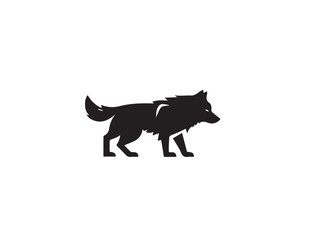 Wolf Black vector silhouette isolated on white background. Stylized Black and White Wolf symbol icon. Wolf silhouette logo design. 
