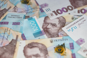 Closeup 1000 hryvnias banknote issued in 2019