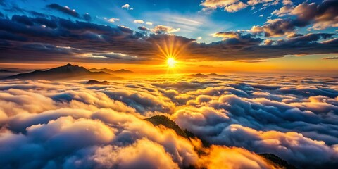 Fototapeta premium Majestic Sunrise Above Cloudscape, Jeju Island, South Korea - Breathtaking Stock Photo