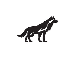 Wolf Black vector silhouette isolated on white background. Stylized Black and White Wolf symbol icon. Wolf silhouette logo design. 
