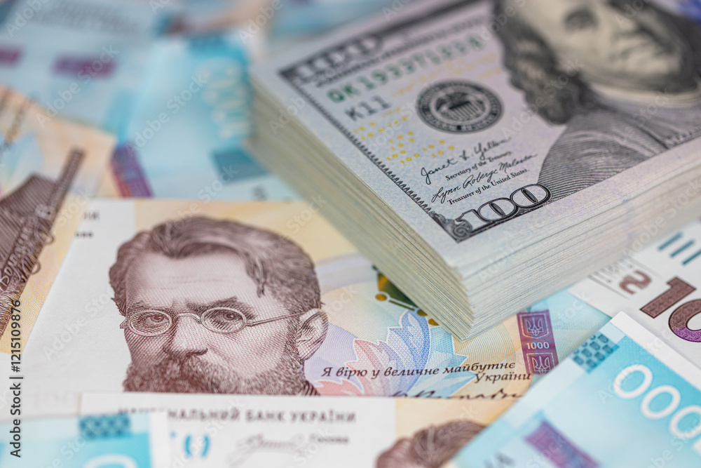 Poster Closeup 1000 hryvnias banknote issued in 2019