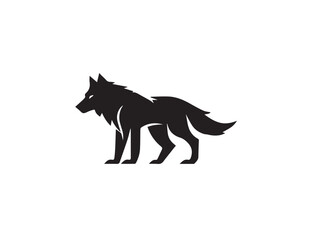 Wolf Black vector silhouette isolated on white background. Stylized Black and White Wolf symbol icon. Wolf silhouette logo design. 
