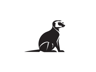 Meerkat vector silhouette isolated in white background. Black Meerkat animal silhouette. Meerkat logo icon. 