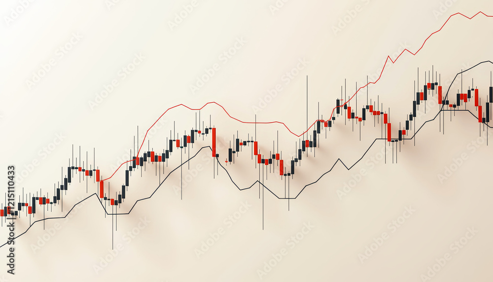 Poster minimalist stock chart with simple lines and data points against a plain neutral background in a bri