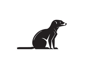Meerkat vector silhouette isolated in white background. Black Meerkat animal silhouette. Meerkat logo icon. 