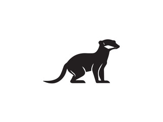 Meerkat vector silhouette isolated in white background. Black Meerkat animal silhouette. Meerkat logo icon. 