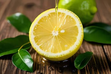 Delicious fresh lemon smothered with leaves