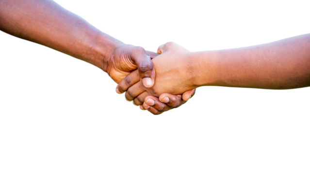 handship with each other, transparent background