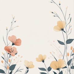 Naklejka premium Elegant Pastel Flowers and Delicate Branches Design