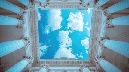 A panoramic view of the United States Capitol building,