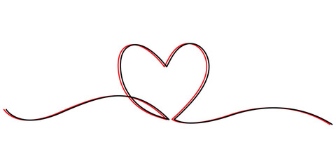 Heart shape outline, Continuous line icon, Heart one line. Continuous one line art drawing heart vector. Hand drawn heart continuous line drawing, Happy Valentine's Day, heart shape outline. minimal. 