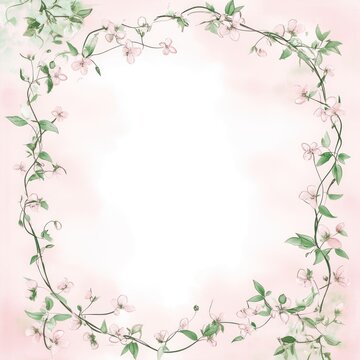 Delicate Pink Flowers Frame A Soft Background