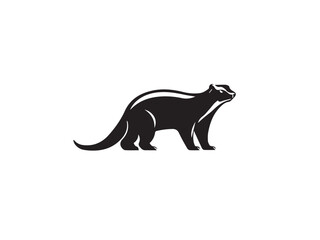 Otter animal silhouette. Vector image of a silhouette of an otter on a white background. 