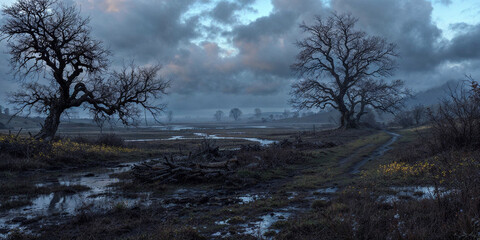 Fototapeta premium Concept photo of rural, rural landscape