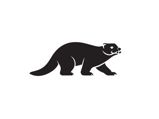 Otter animal silhouette. Vector image of a silhouette of an otter on a white background. 