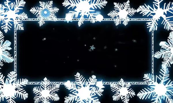 Snowflake frame winter border with snowflakes christmas decoration black background