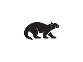 Otter animal silhouette. Vector image of a silhouette of an otter on a white background. 