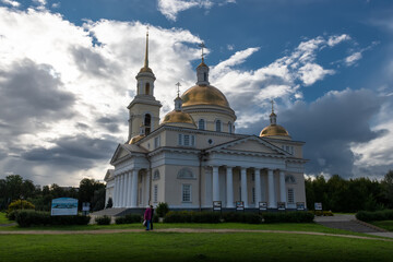 The Transfiguration Cathedral on the shore of the Zavodsky pond in Nevyansk, Sverdlovsk region
