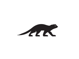 Otter animal silhouette. Vector image of a silhouette of an otter on a white background. 