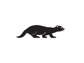 Otter animal silhouette. Vector image of a silhouette of an otter on a white background. 