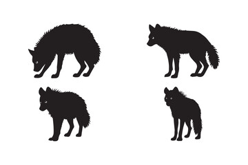 Silhouette of Wolves in Unique Poses for Wildlife Design Projects