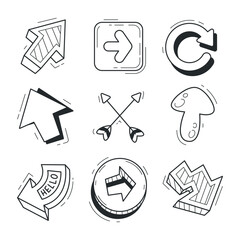 Hand-Drawn Arrows Collection – Various Directional and Symbolic Arrows